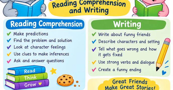 Funcore Background Funny Friends Reading Comprehension and Writing | Small Online Class ...