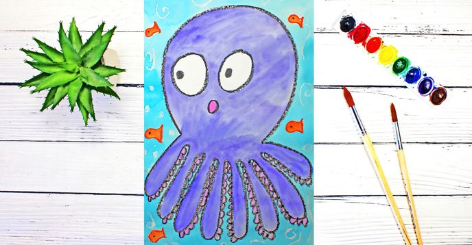 Directed Drawing & Watercolor Painting an Octopus in the Sea | Self ...