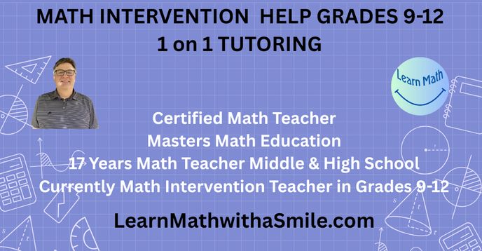A2 Math Tutor Math Intervention Help: 1 On 1 Tutor Grade 9-12 A1 a2 Geo Precalc ...