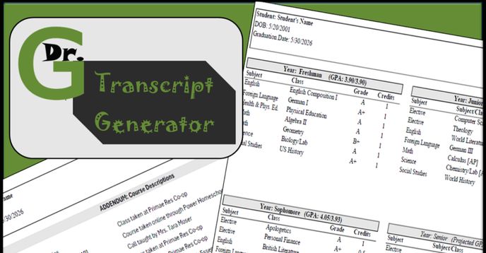 High School Transcript Generator (Digital Resource Only) | Small Online ...