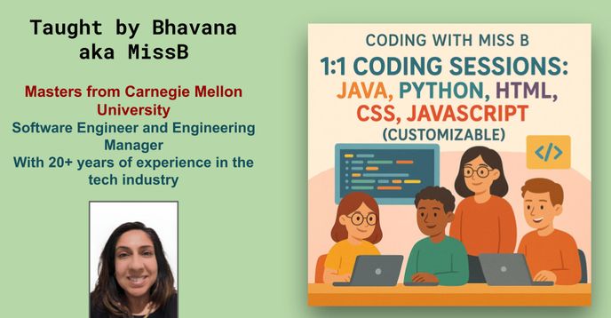 Classfor Coding Lesson Coding 1:1 - 30 minutes | Small Online Class for Ages 10-18 | Outschool