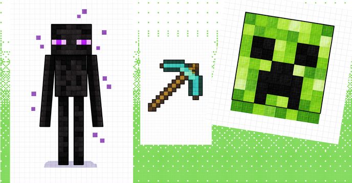 Minecraft Character Graph How to Draw Minecraft Characters Using Pixel Art (Graph Paper) | Small ...