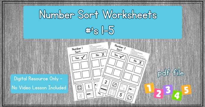 Number Sorts Worksheets (Digital Resource Only - No Video Lesson ...