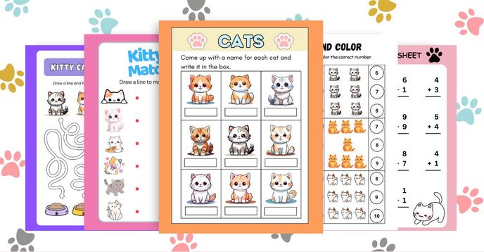 Kitty Pattern Worksheet Kitty Cat Worksheets: Early Literacy & Math Skills (Digital Resource ...