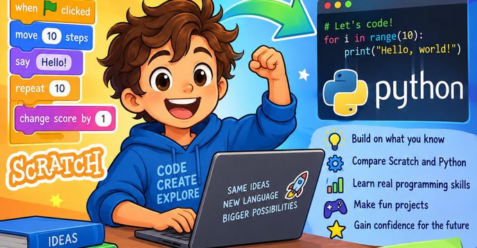 Where We Write Python Code Scratch to Python: Turn Your Scratch Skills Into Python Coding-1 on 1 ...