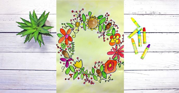 Directed Drawing & Watercolor Painting a Fall Wreath | Beginner's Art ...