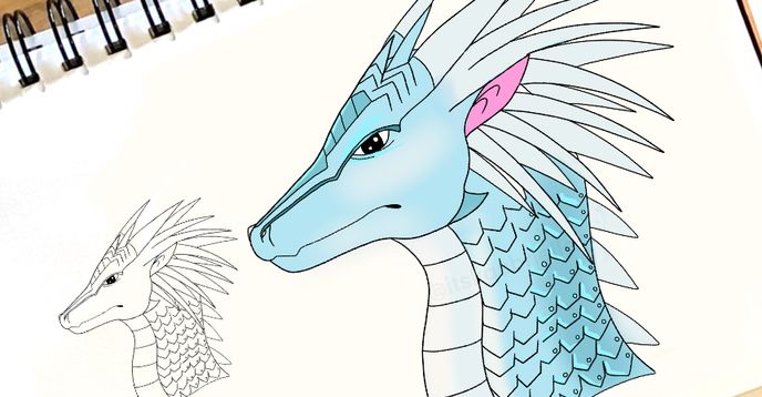 Icewing Colored In Draw And Color An IceWing Dragon (Snowfall Inspired) From Wings Of Fire ...