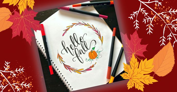 Fall Drawing + Hand-lettering Class: Hello Fall Wreath Modern ...